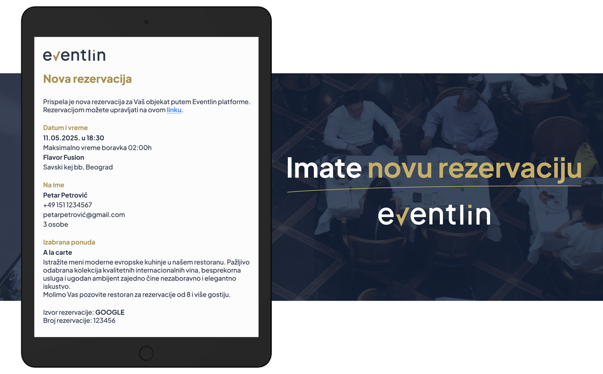 Imate novu rezervaciju